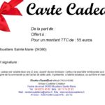 Carte cadeau pour 55 euros le 19 11 2020